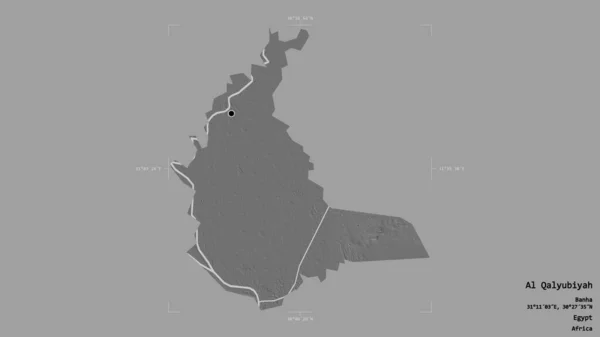 Området Qalyubiyah Egyptens Guvernör Isolerat Solid Bakgrund Georefererad Avgränsningsbox Etiketter — Stockfoto