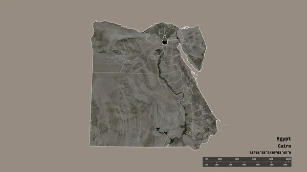 Forma Dessaturada Egito Com Sua Capital Principal Divisão Regional Área — Fotografia de Stock