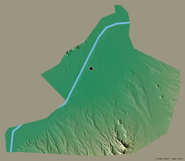 埃及Uqsur省的形状 其首都以纯色背景隔离 地形浮雕图 3D渲染 — 图库照片
