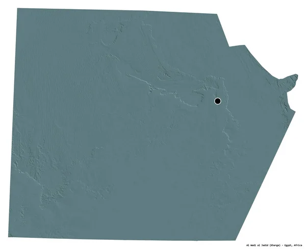エジプトの統治者アル ワディ ジャディドの形で その首都は白い背景に隔離されています 色の標高マップ 3Dレンダリング — ストック写真