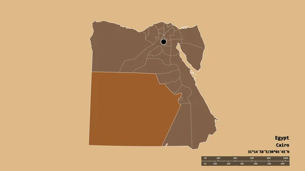 Desaturated Shape Egypt Its Capital Main Regional Division Separated Wadi — Stock Photo, Image