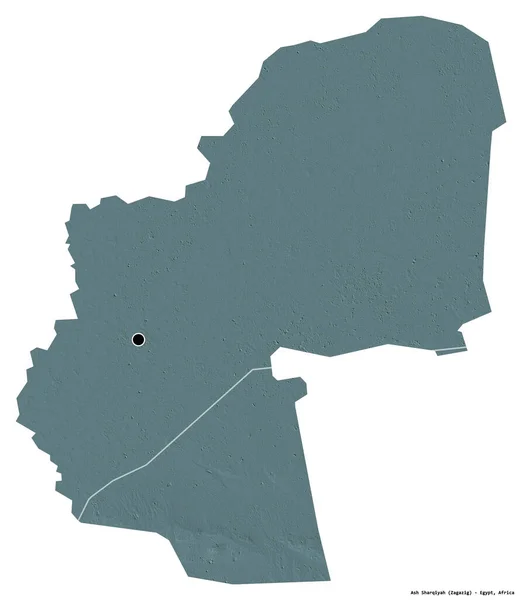 Форма Шаркия Провинция Египет Столицей Изолированы Белом Фоне Цветная Карта — стоковое фото