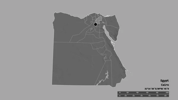 Forma Dessaturada Egito Com Sua Capital Principal Divisão Regional Área — Fotografia de Stock