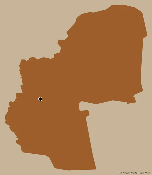 埃及省的Ash Sharqiyah形状 其首都以纯色背景隔离 图形纹理的组成 3D渲染 — 图库照片
