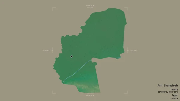 埃及省Ash Sharqiyah地区 在一个地理参照框的坚实背景上被隔离 地形浮雕图 3D渲染 — 图库照片