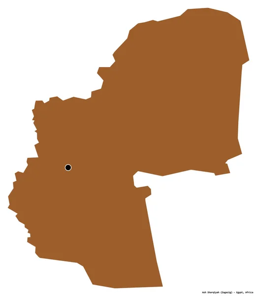 埃及省Ash Sharqiyah的形状 其首都被白色背景隔离 图形纹理的组成 3D渲染 — 图库照片