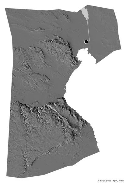 Forma Suways Governadoria Egito Com Sua Capital Isolada Fundo Branco — Fotografia de Stock