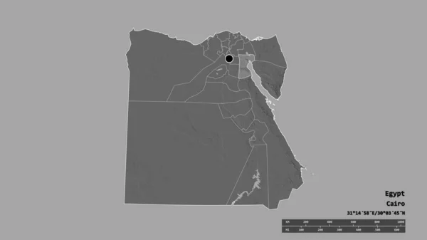 Forma Dessaturada Egito Com Sua Capital Principal Divisão Regional Área — Fotografia de Stock