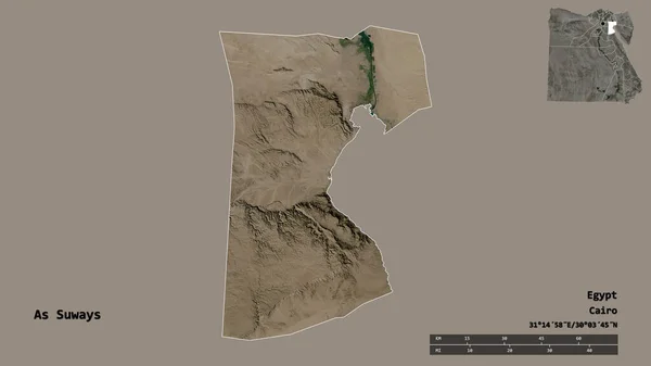 Shape Suways Gobernación Egipto Con Capital Aislada Sobre Fondo Sólido — Foto de Stock