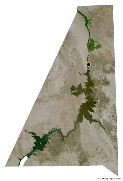 埃及的阿斯旺形状 其首都被白色背景隔离 卫星图像 3D渲染 — 图库照片