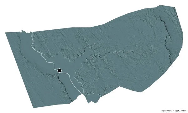 Kształt Asyuta Gubernatora Egiptu Stolicą Odizolowaną Białym Tle Kolorowa Mapa — Zdjęcie stockowe