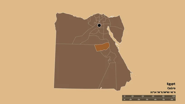 主要な地域部門と分離アウト地域とエジプトの荒廃した形状 ラベル パターン化されたテクスチャの構成 3Dレンダリング — ストック写真