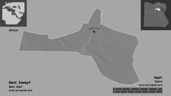 Форма Бани Сувейф Провинция Египет Столица Шкала Расстояний Предварительные Просмотры — стоковое фото