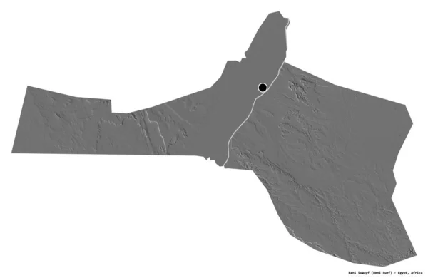 エジプトの統治者バニ スワフの形で その首都は白い背景に孤立しています 標高マップ 3Dレンダリング — ストック写真