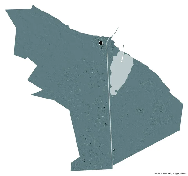 埃及省Bur Id的形状 其首都因白色背景而孤立 彩色高程图 3D渲染 — 图库照片