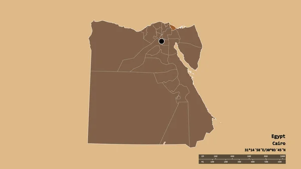 主要な地域部門と分離されたバー サイド地域とエジプトの荒廃した形 ラベル パターン化されたテクスチャの構成 3Dレンダリング — ストック写真
