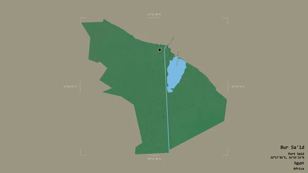 エジプトの統治者バー サイド Bur のエリアは 洗練された境界の箱の中にしっかりとした背景に隔離されています ラベル 地形図 3Dレンダリング — ストック写真