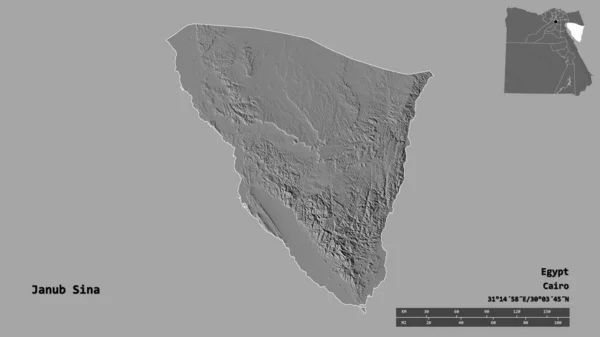 Kształt Janub Sina Gubernator Egiptu Stolicą Odizolowaną Solidnym Tle Skala — Zdjęcie stockowe