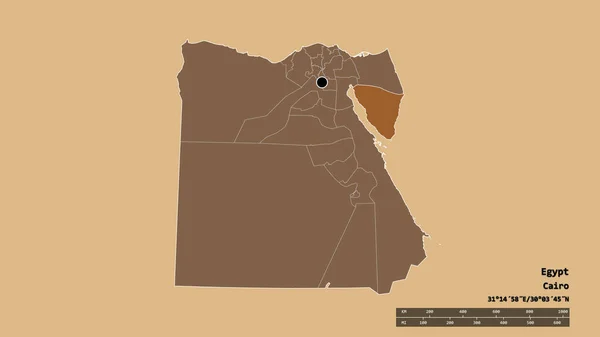 Desaturated Shape Egypt Its Capital Main Regional Division Separated Janub — Stock Photo, Image