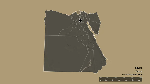 Die Ungesättigte Form Ägyptens Mit Seiner Hauptstadt Der Wichtigsten Regionalen — Stockfoto