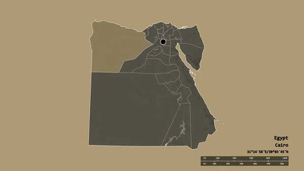 Forma Desnaturalizada Egipto Con Capital División Regional Principal Área Separada — Foto de Stock