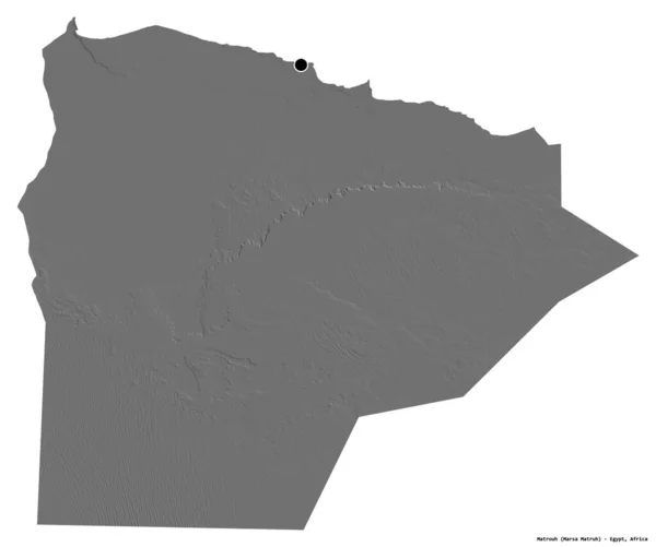 Tvar Matroaha Egyptského Guvernéra Hlavním Městem Izolovaným Bílém Pozadí Mapa — Stock fotografie