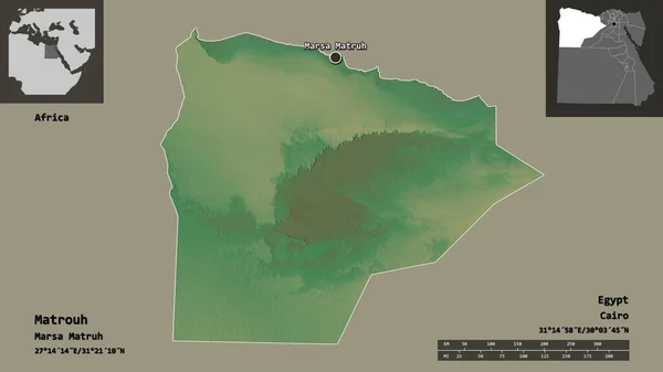 Форма Матруха Провінція Єгипет Його Столиця Масштаб Відстаней Превью Етикетки — стокове фото