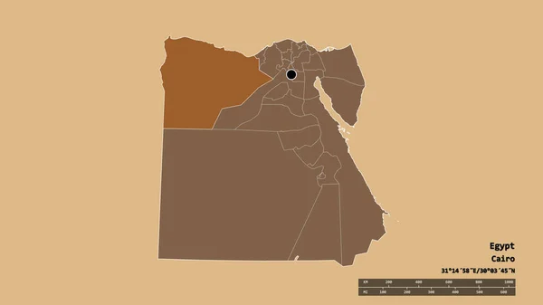 Desaturated Shape Egypt Its Capital Main Regional Division Separated Matrouh — Stock Photo, Image