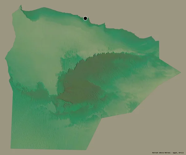 埃及省Matrouh的形状 其首都以纯色背景隔离 地形浮雕图 3D渲染 — 图库照片