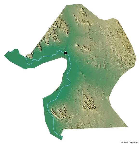 エジプトの統治者キナの形で その首都は白い背景に隔離されています 地形図 3Dレンダリング — ストック写真