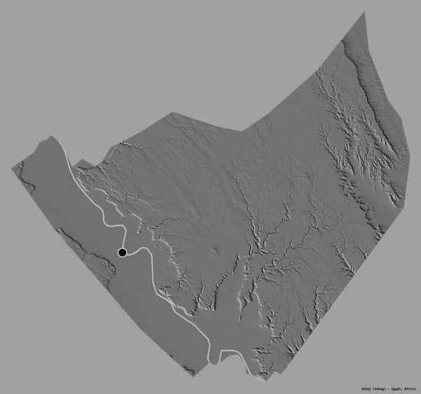 Forme Suhaj Gouvernorat Egypte Avec Capitale Isolée Sur Fond Couleur — Photo