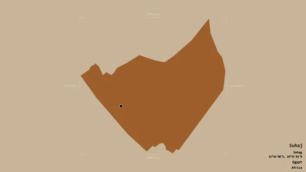 埃及省Suhaj地区 在一个地理参照框的坚实背景下被隔离 图形纹理的组成 3D渲染 — 图库照片