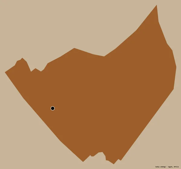 埃及苏哈杰省的形状 其首都以纯色背景隔离 图形纹理的组成 3D渲染 — 图库照片