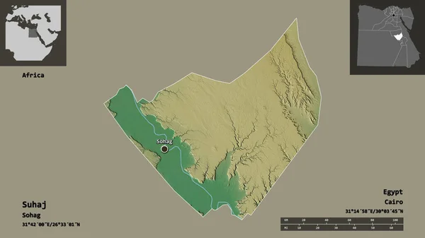 Form Suhaj Guvernør Egypten Dets Hovedstad Afstand Skala Forhåndsvisninger Etiketter - Stock-foto