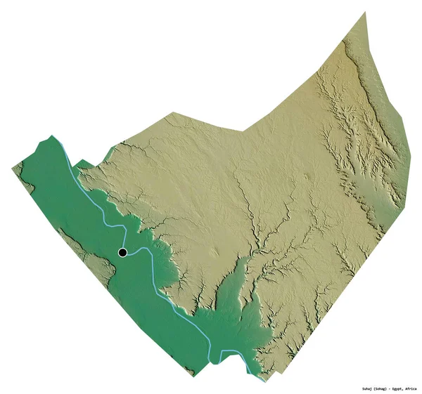 エジプトの統治者スハージの形で その首都は白い背景に孤立しています 地形図 3Dレンダリング — ストック写真