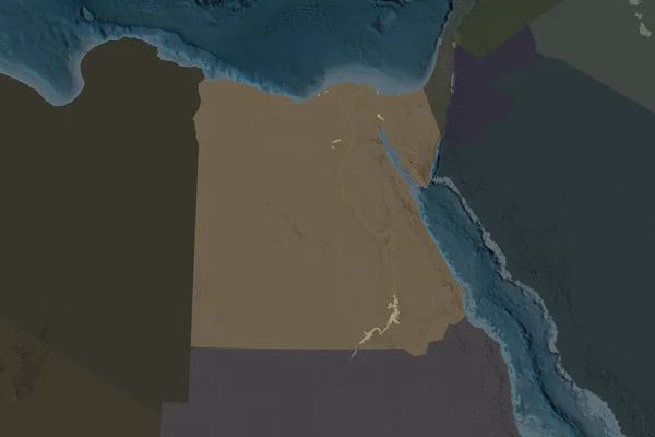 Форма Египта Отделена Опреснением Соседних Территорий Цветная Карта Высоты Рендеринг — стоковое фото