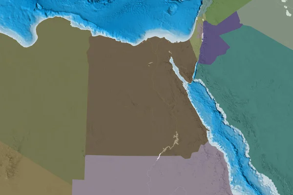 Área Estendida Egito Mapa Elevação Colorido Renderização — Fotografia de Stock