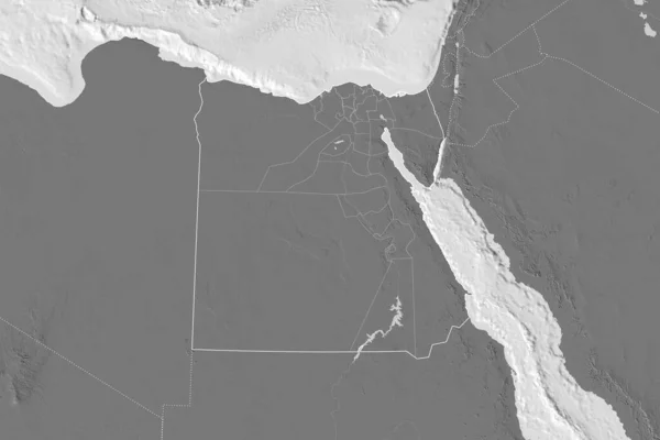 Extended Area Egypt Country Outline International Regional Borders Bilevel Elevation — Stock Photo, Image