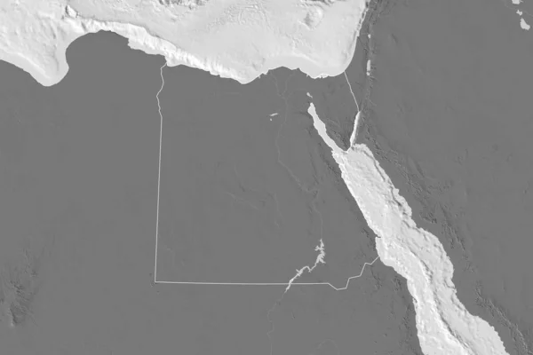 Área Extendida Egipto Delineado Mapa Elevación Bilevel Renderizado — Foto de Stock