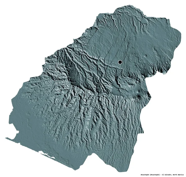 Forma Ahuachapan Departamento Salvador Con Capital Aislada Sobre Fondo Blanco — Foto de Stock