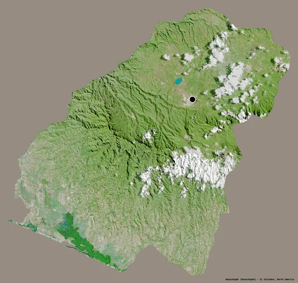 萨尔瓦多省Ahuachapan的形状 其首都用纯色背景隔开 卫星图像 3D渲染 — 图库照片