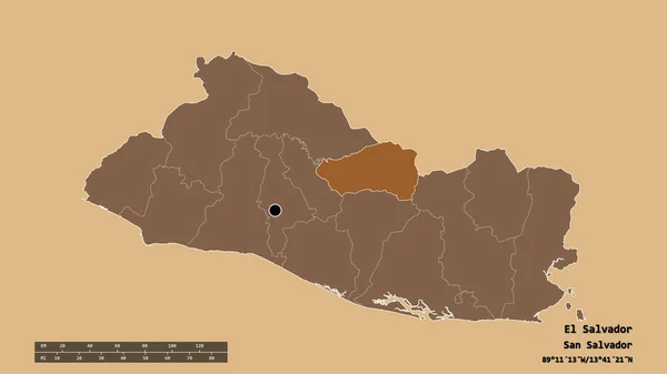 Die Ungesättigte Form Salvadors Mit Seiner Hauptstadt Der Wichtigsten Regionalen — Stockfoto