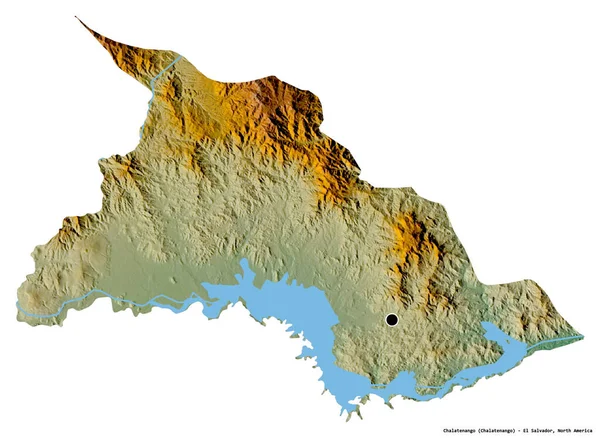 萨尔瓦多省Chalatenango的形状 其首都因白色背景而孤立 地形浮雕图 3D渲染 — 图库照片