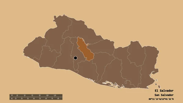 Die Ungesättigte Form Salvadors Mit Seiner Hauptstadt Der Wichtigsten Regionalen — Stockfoto