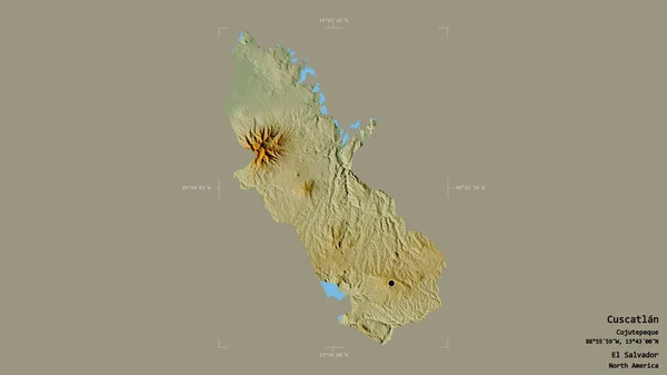 Obszar Cuscatlan Departament Salwadoru Odizolowany Solidnym Tle Georeferencyjnej Skrzynce Etykiety — Zdjęcie stockowe