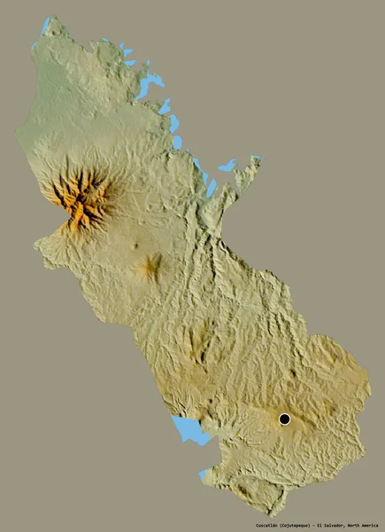 Форма Кускатлана Департамент Сальвадора Столицей Изолированы Твердом Цветном Фоне Топографическая — стоковое фото