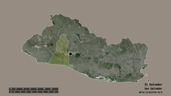 Forma Dessaturada Salvador Com Sua Capital Principal Divisão Regional Área — Fotografia de Stock