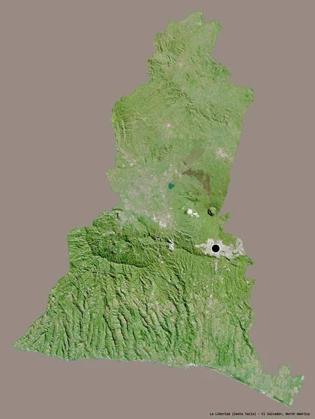 エルサルバドル県のLa Libertadの形は その首都をしっかりとした色の背景に隔離しています 衛星画像 3Dレンダリング — ストック写真