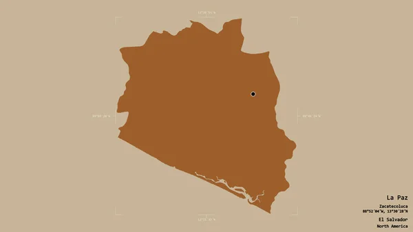Obszar Paz Departament Salwadoru Odizolowany Solidnym Tle Georeferencyjnej Skrzyni Granicznej — Zdjęcie stockowe