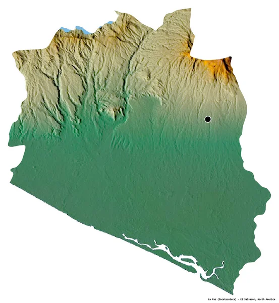 Kształt Paz Departament Salwadoru Stolicą Odizolowaną Białym Tle Mapa Pomocy — Zdjęcie stockowe